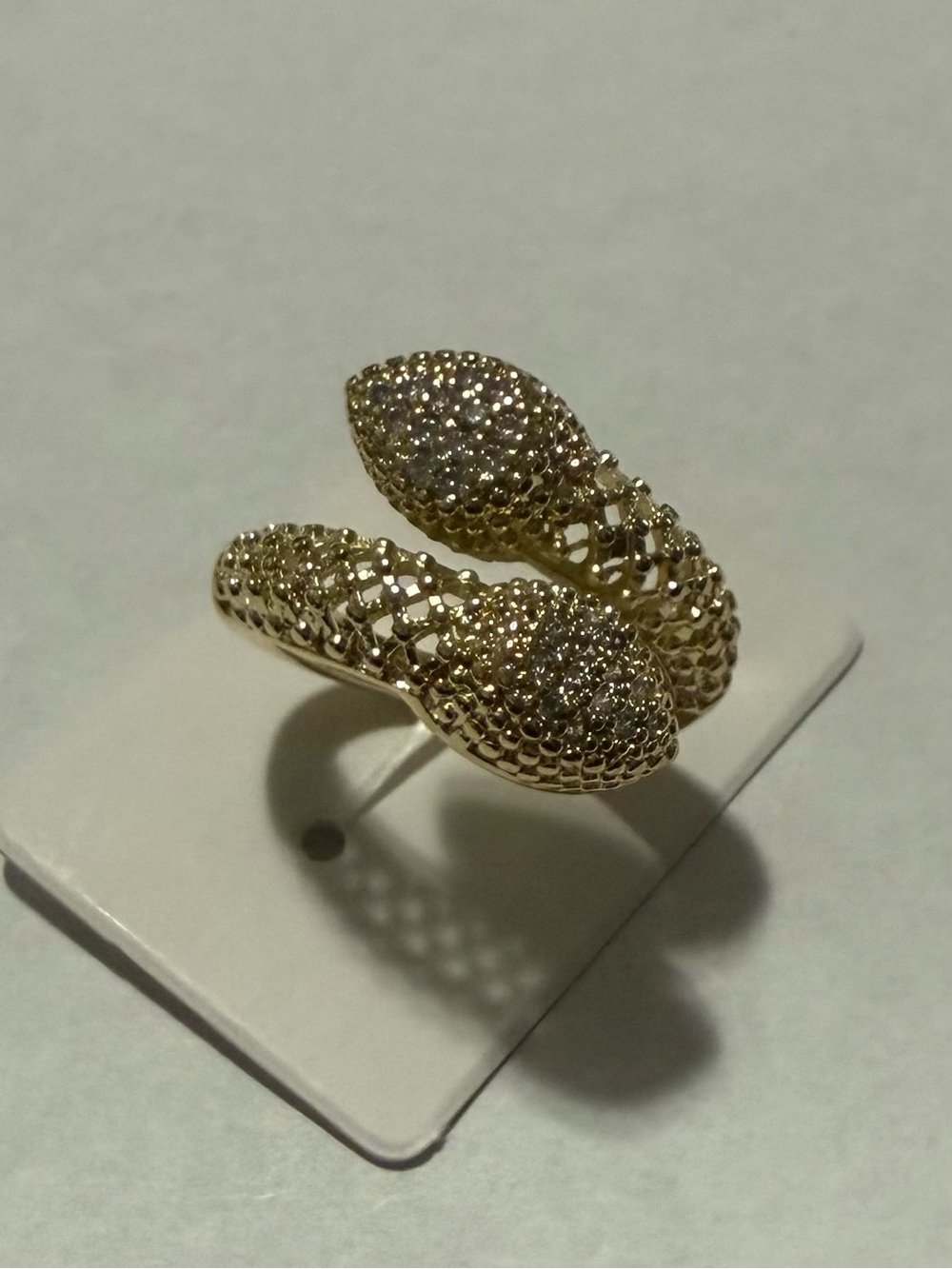 14k Gold Electroplated Elegant Wrap Ring with Pavé Cz Stones